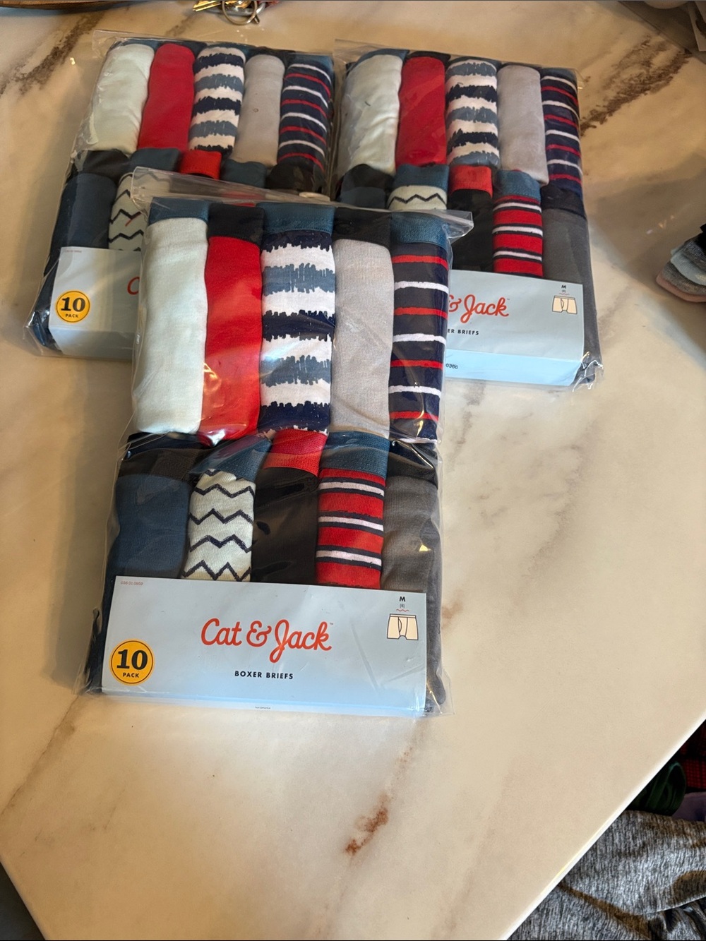 Cat & Jack Men's Boxer Briefs 10-Pack in Red, Blue, Gray, White, Navy